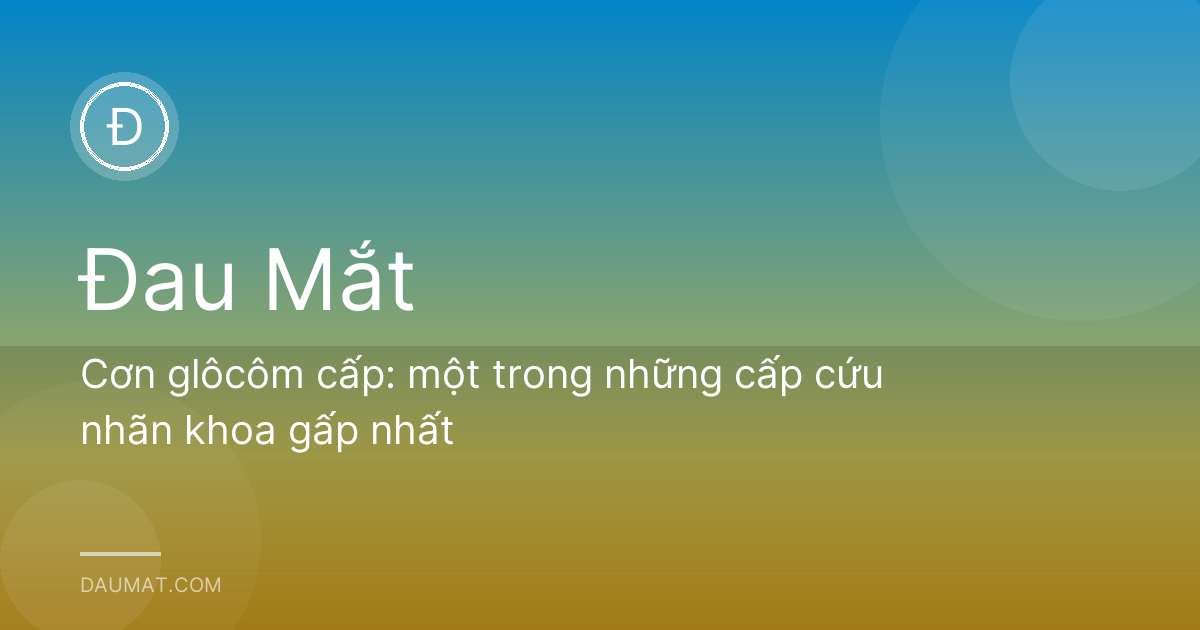 Cơn glôcôm cấp: một trong những cấp cứu nhãn khoa gấp nhất